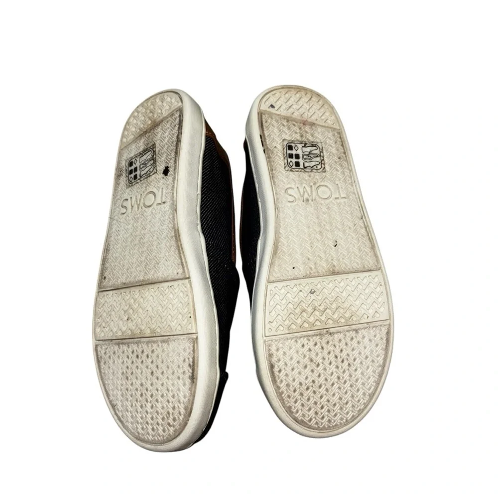 Toms Boys Size 12 Alpargata Slip on Shoes Denim Upper w. Leather Accents Blue